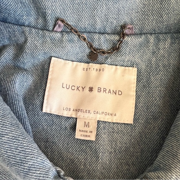 Lucky Brand Medium Denim Jean Jacket with Embroidered Stars - Picture 7 of 16